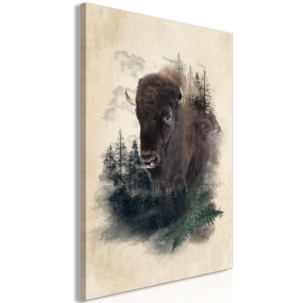 Schilderij - Stately Buffalo (1 Part) Vertical - Afbeelding 2