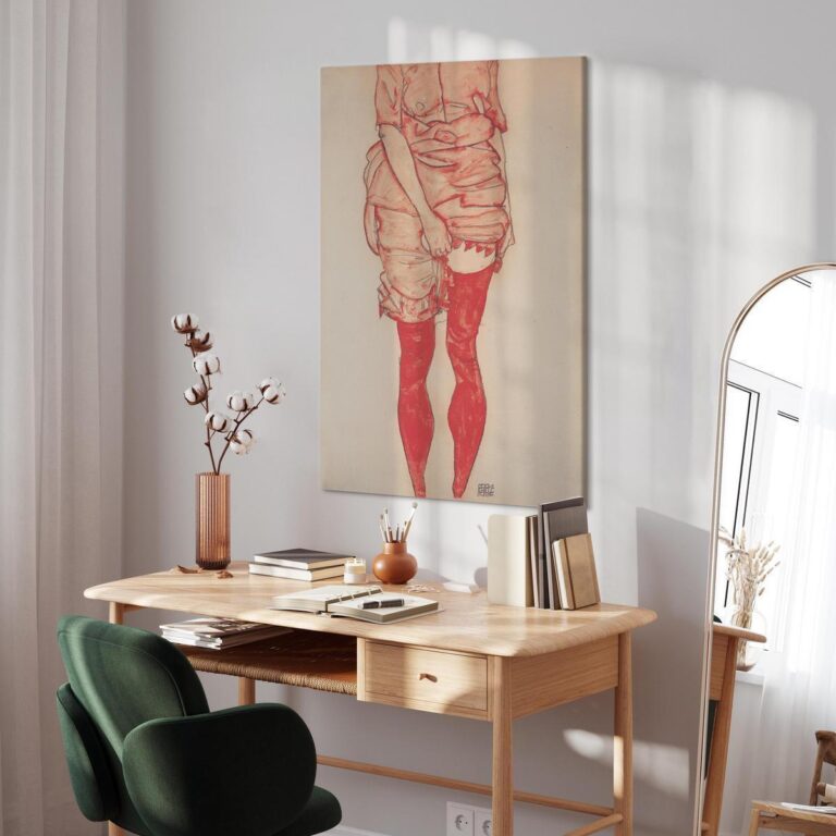 Schilderij - Stehende Frau in Rot