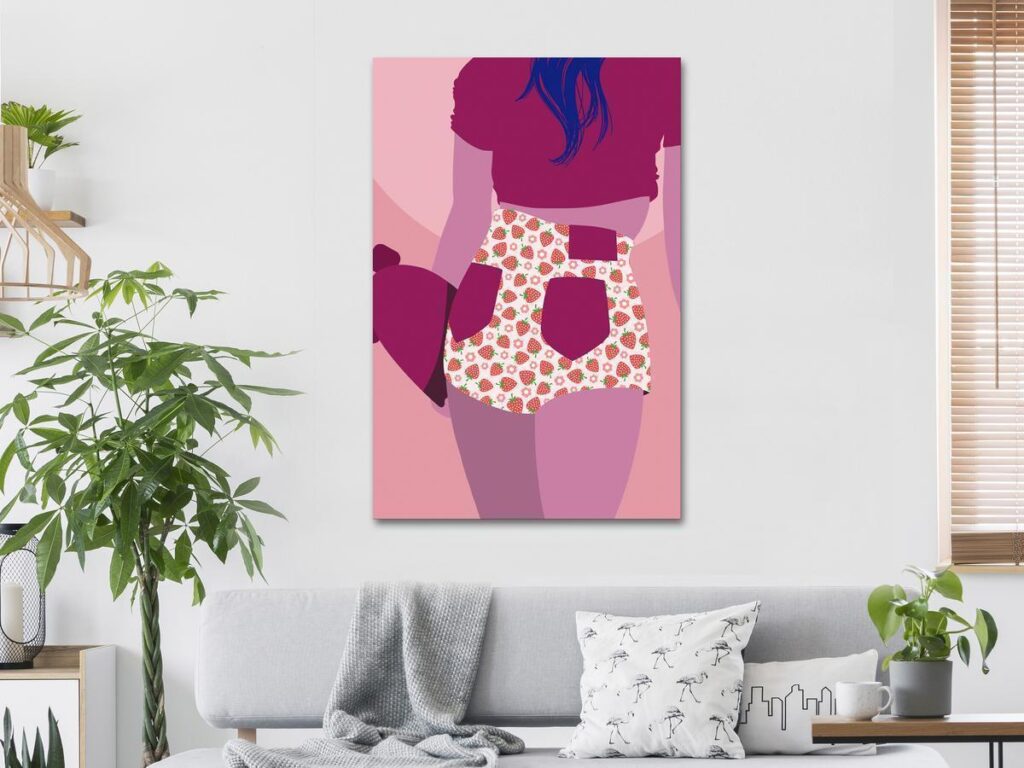 Schilderij - Strawberries Shorts (1 Part) Vertical