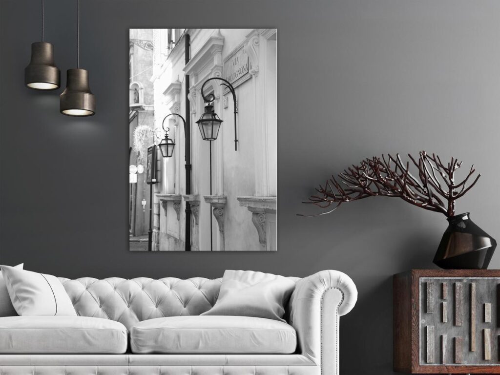 Schilderij - Street Lamps (1 Part) Vertical