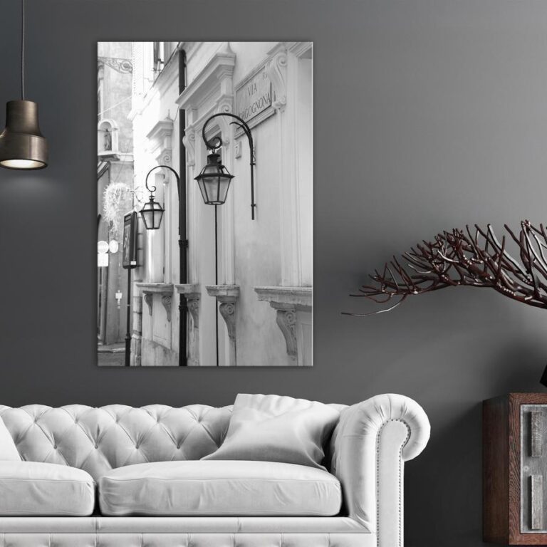 Schilderij - Street Lamps (1 Part) Vertical