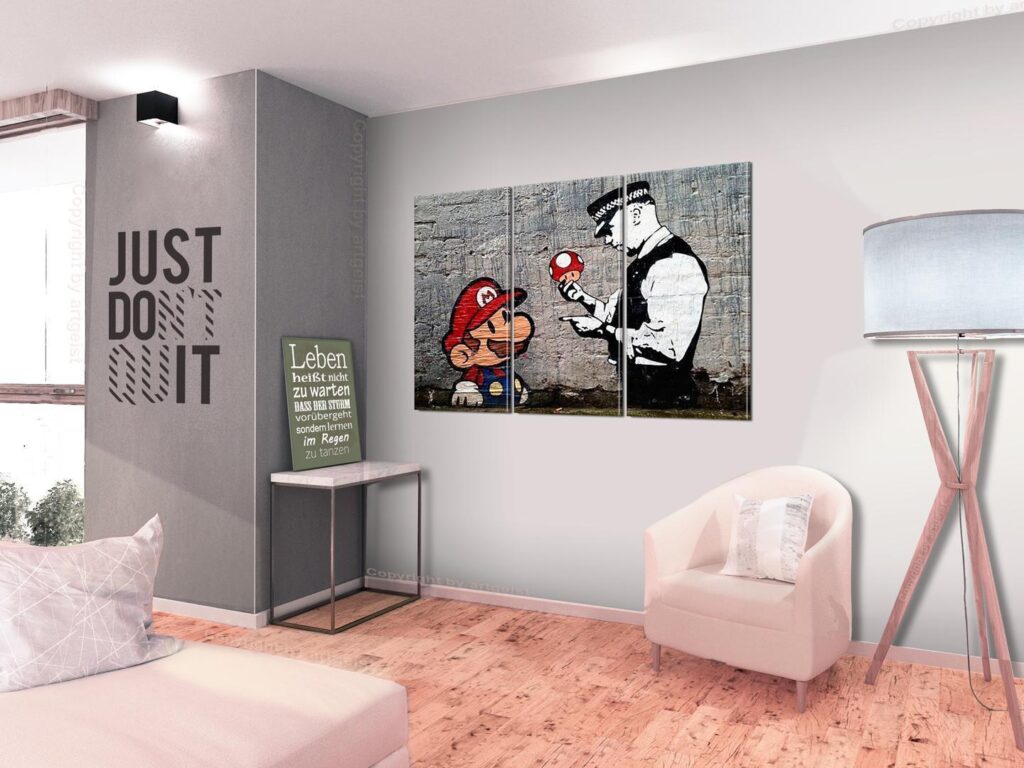 Schilderij - Super Mario Mushroom Cop by Banksy