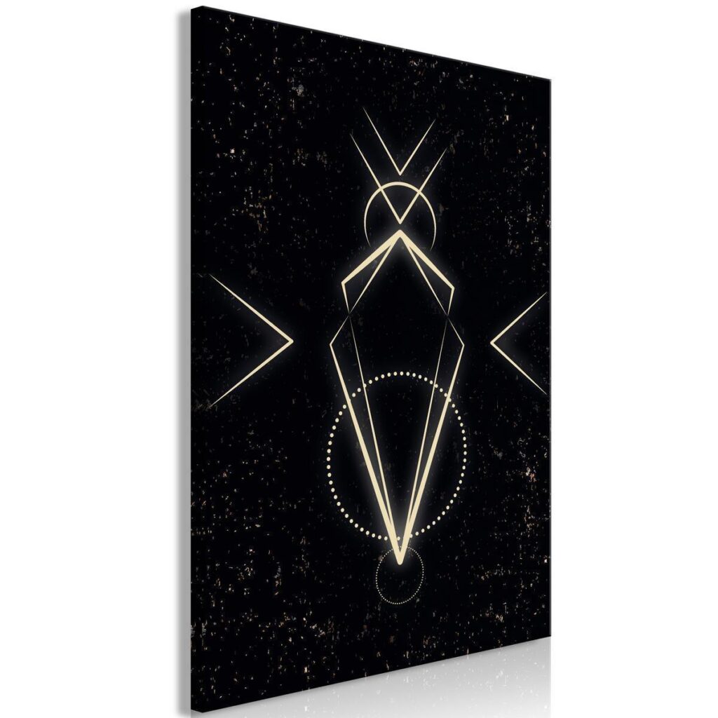 Schilderij - Symmetry of Shapes (1-part) - Graphic Motif in Black Shade - Afbeelding 2