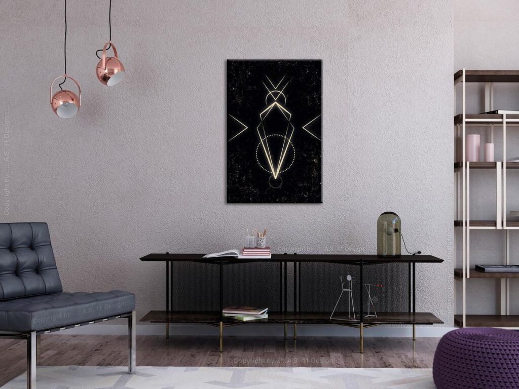 Schilderij - Symmetry of Shapes (1-part) - Graphic Motif in Black Shade