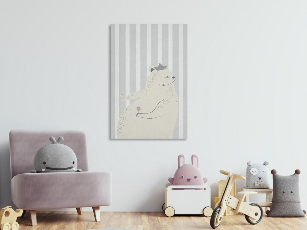Schilderij - Teddy Bear Gourmand (1 Part) Vertical