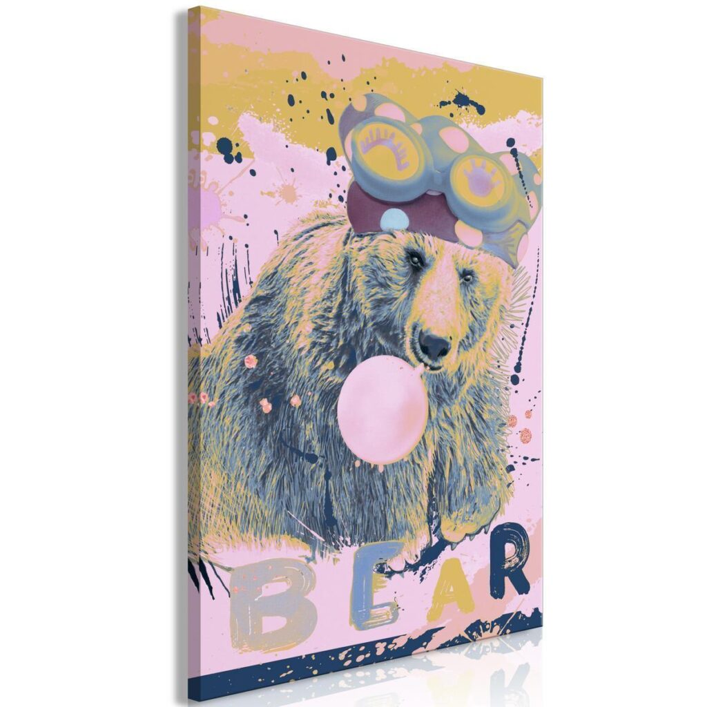 Schilderij - Teddy Bear and Balloon (1 Part) Vertical - Afbeelding 2