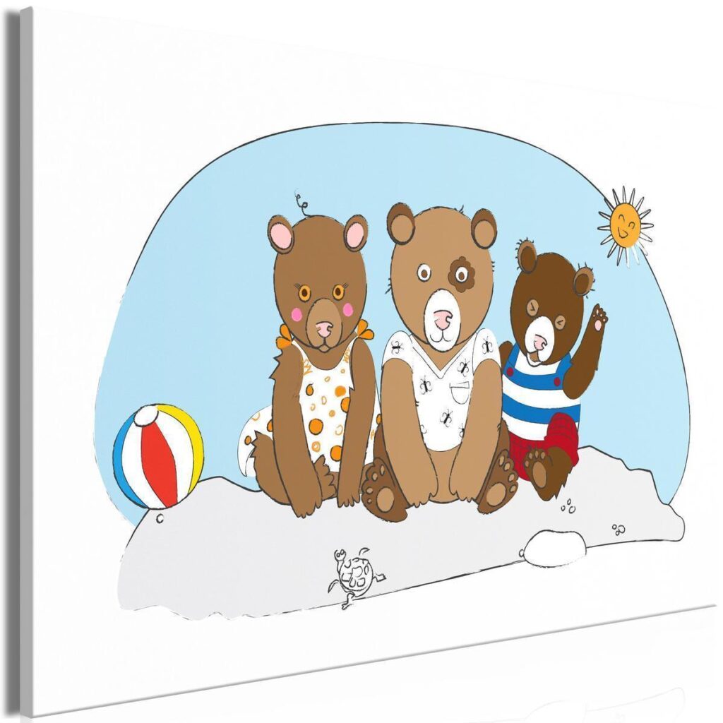 Schilderij - Teddy Bears on the Beach (1 Part) Wide - Afbeelding 2