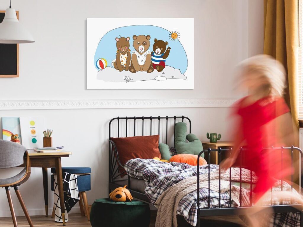 Schilderij - Teddy Bears on the Beach (1 Part) Wide