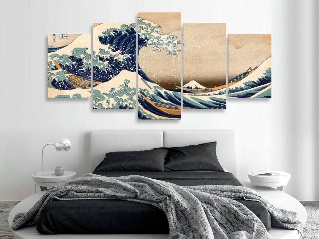 Schilderij - The Great Wave off Kanagawa (5 Parts) Wide - Afbeelding 2