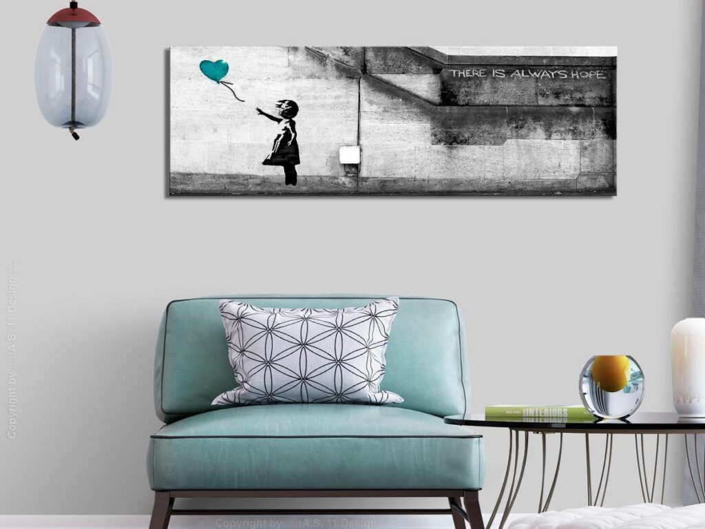 Schilderij - There is Always Hope (1 Part) Narrow Turquoise