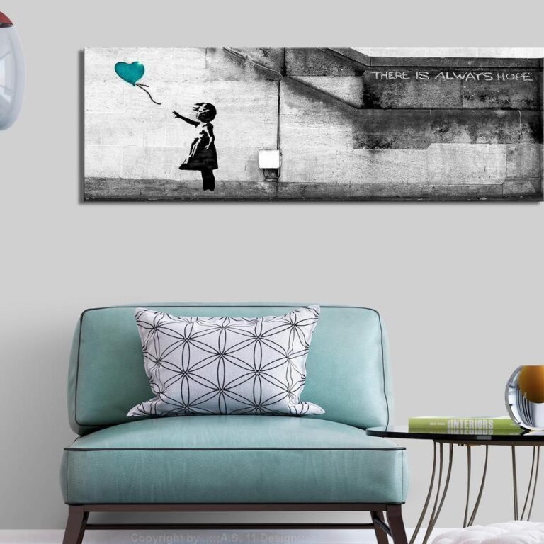 Schilderij - There is Always Hope (1 Part) Narrow Turquoise