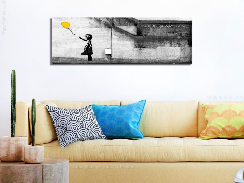 Schilderij - There is Always Hope (1 Part) Narrow Yellow - Afbeelding 2