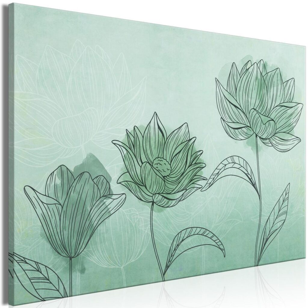 Schilderij - Three Flowers (1 Part) Wide - Afbeelding 2
