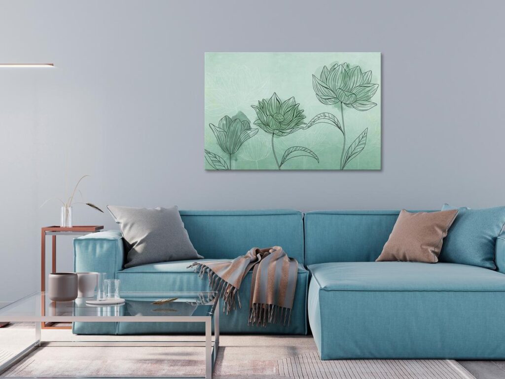 Schilderij - Three Flowers (1 Part) Wide