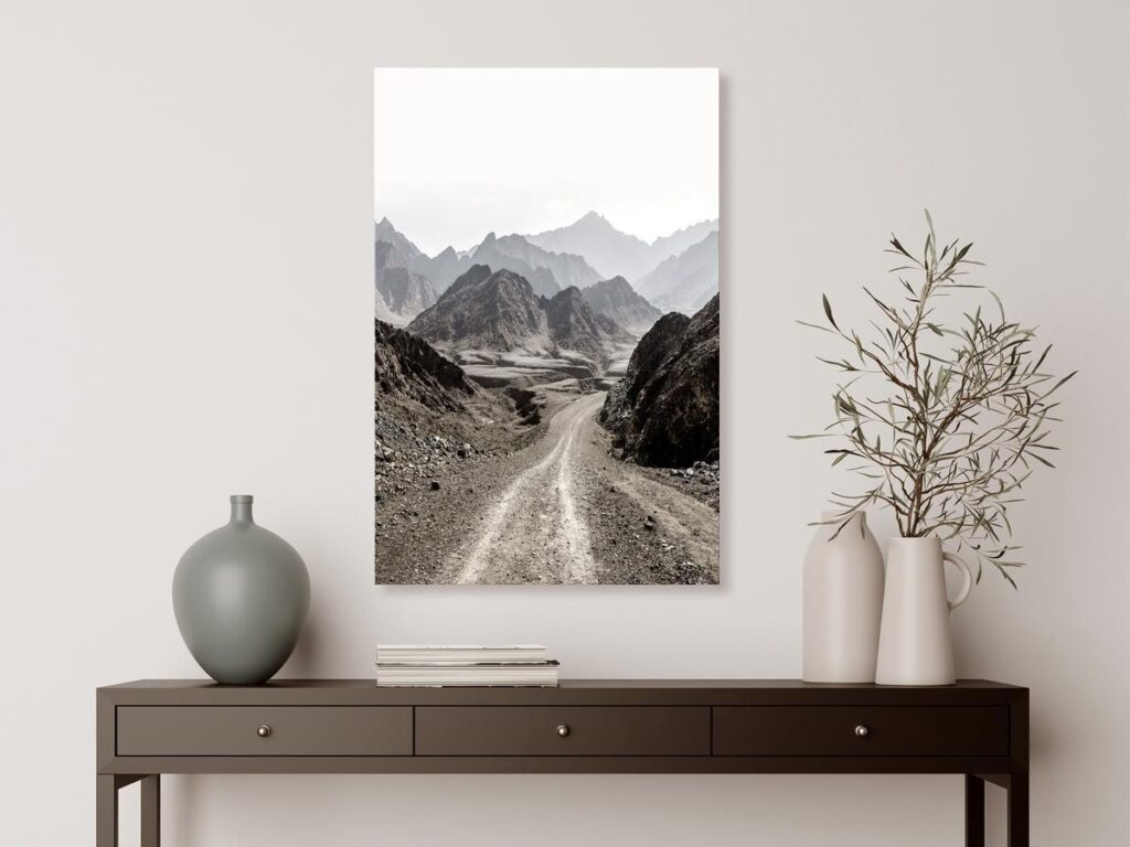 Schilderij - Trail Through the Mountains (1 Part) Vertical