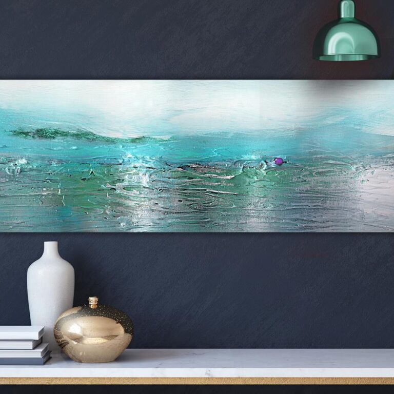 Schilderij - Turquoise Landscape (1 Part) Narrow