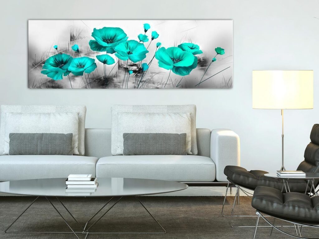 Schilderij - Turquoise Meadow (1 Part) Narrow - Afbeelding 2