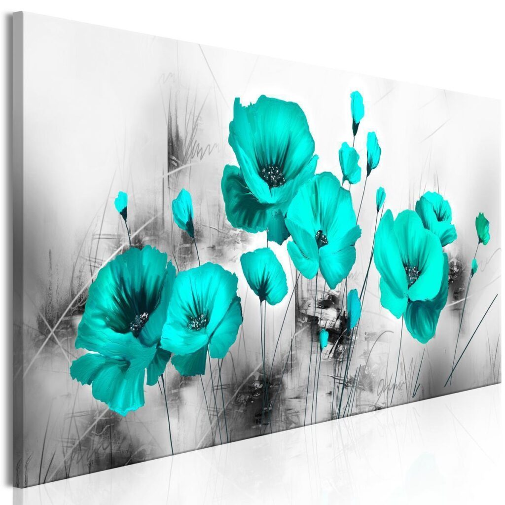 Schilderij - Turquoise Meadow (1 Part) Narrow