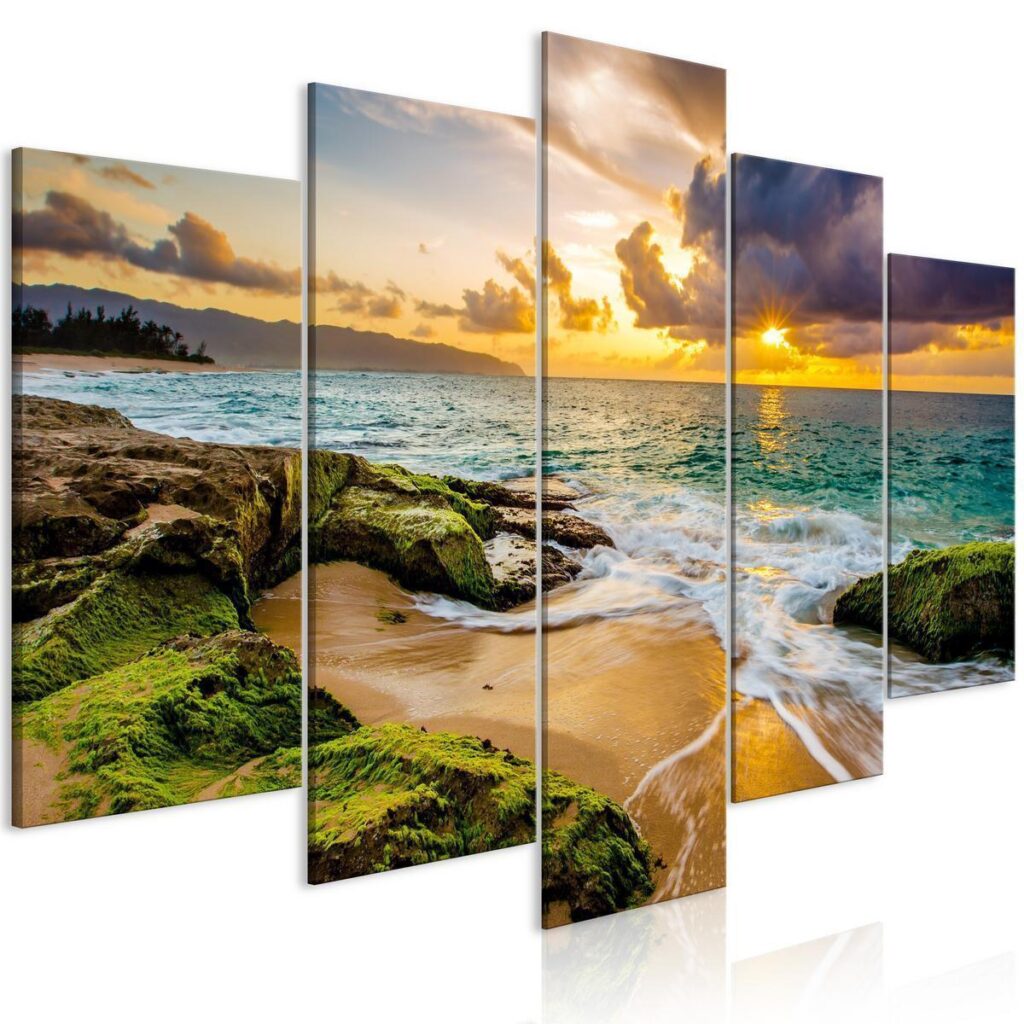 Schilderij - Turquoise Sea (5 Parts) Wide - Afbeelding 2