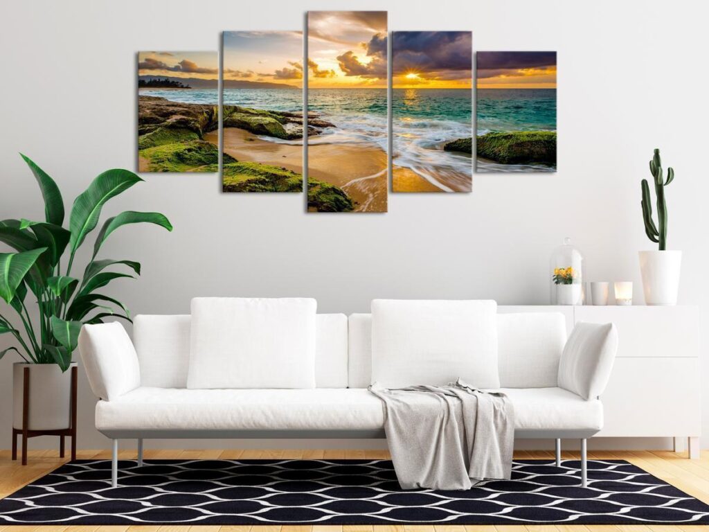 Schilderij - Turquoise Sea (5 Parts) Wide