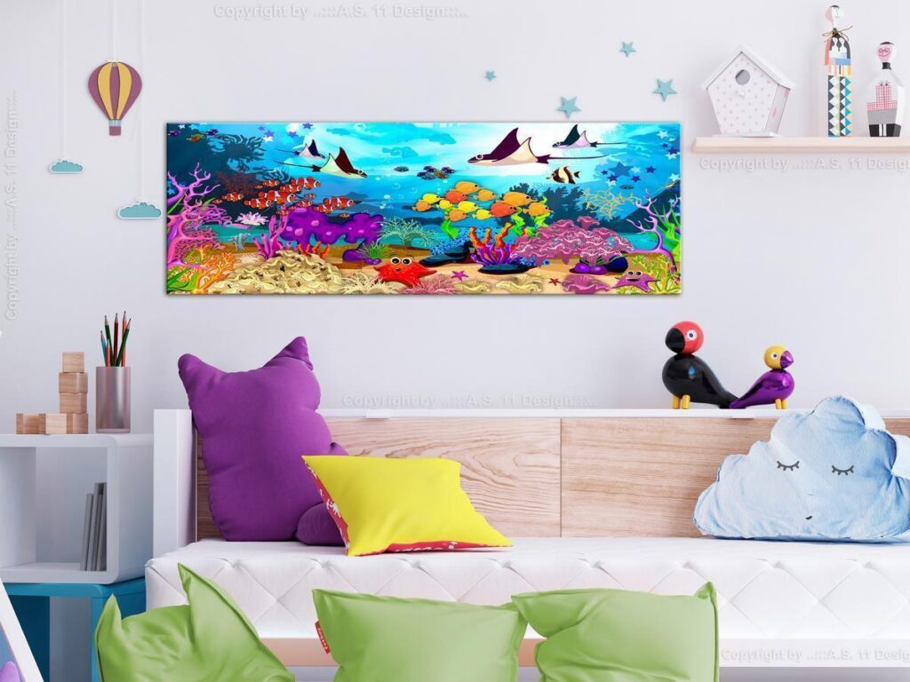 Schilderij - Underwater Fun (1 Part) Narrow - Afbeelding 2