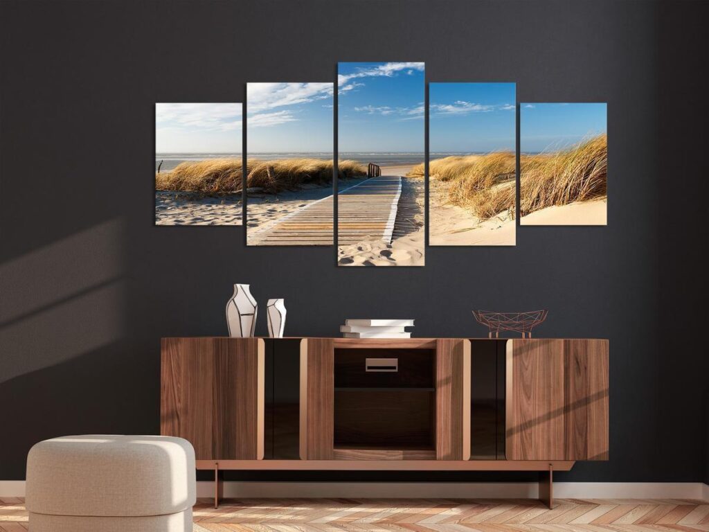 Schilderij - Unguarded beach - 5 pieces