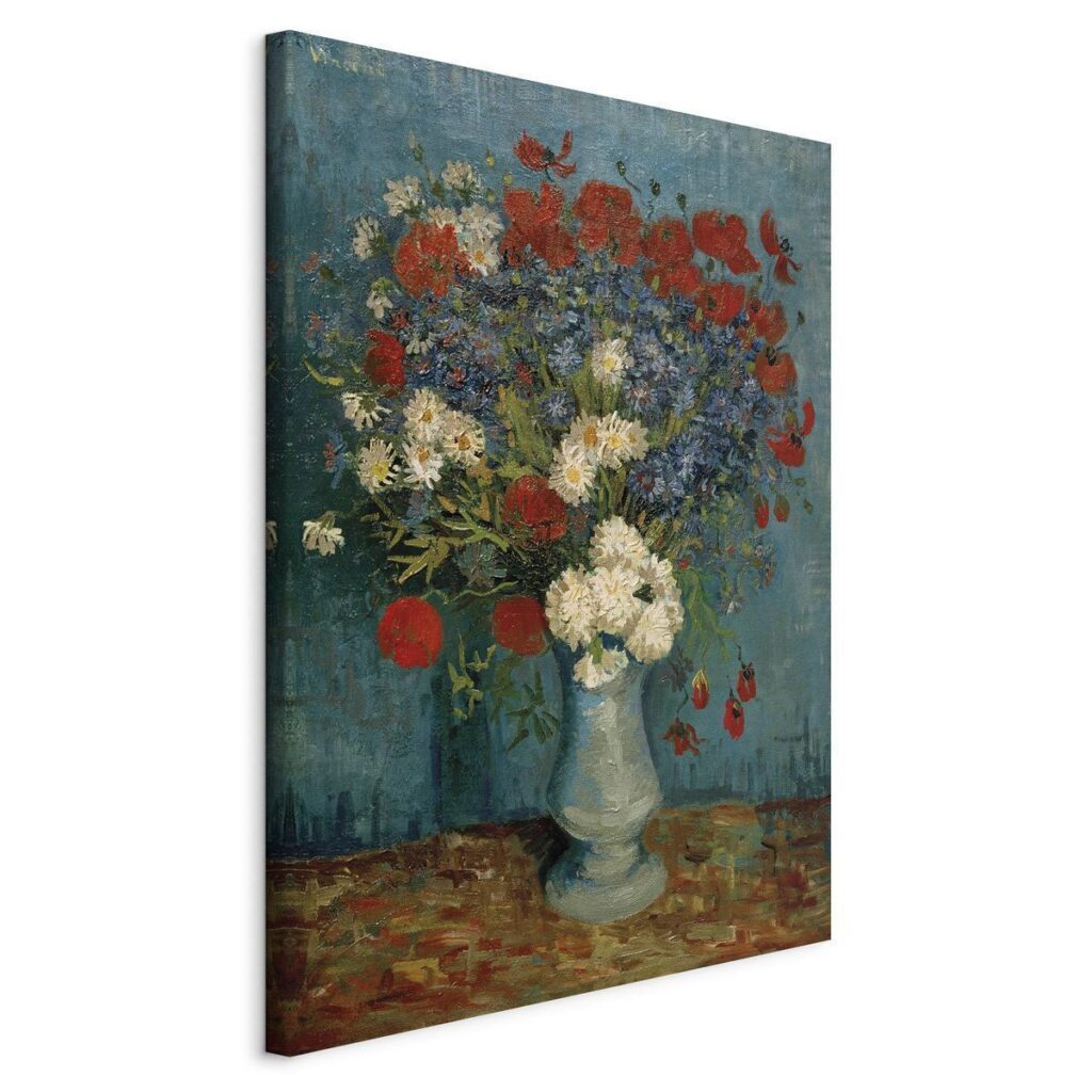 Schilderij - Vase With Cornflowers and Poppies