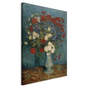 Schilderij - Vase With Cornflowers and Poppies