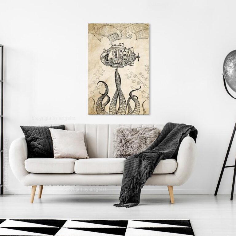 Schilderij - Vintage Submarine (1 Part) Vertical