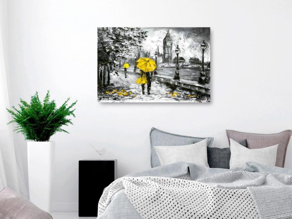 Schilderij - Walk in London (1 Part) Wide Yellow - Afbeelding 2
