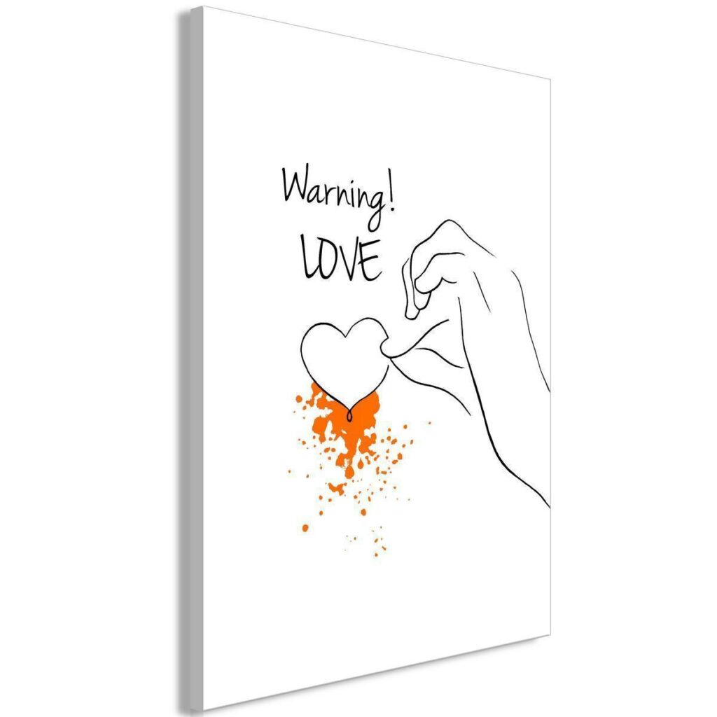Schilderij - Warning! Love (1 Part) Vertical - Afbeelding 2