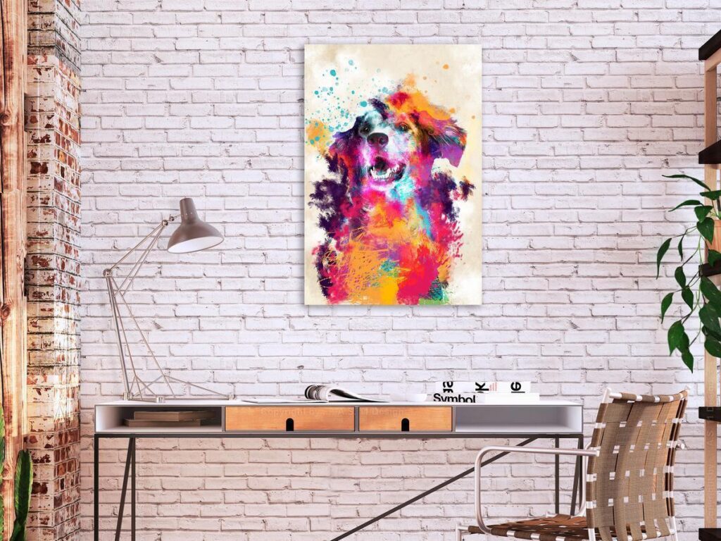 Schilderij - Watercolor Dog (1 Part) Vertical