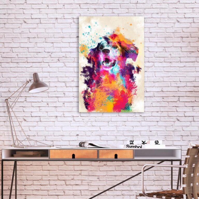 Schilderij - Watercolor Dog (1 Part) Vertical