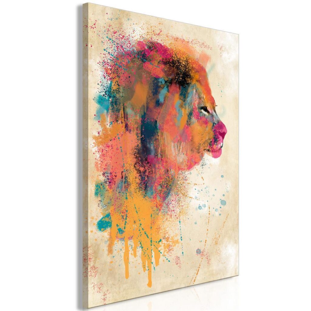 Schilderij - Watercolor Lion (1 Part) Vertical - Afbeelding 2