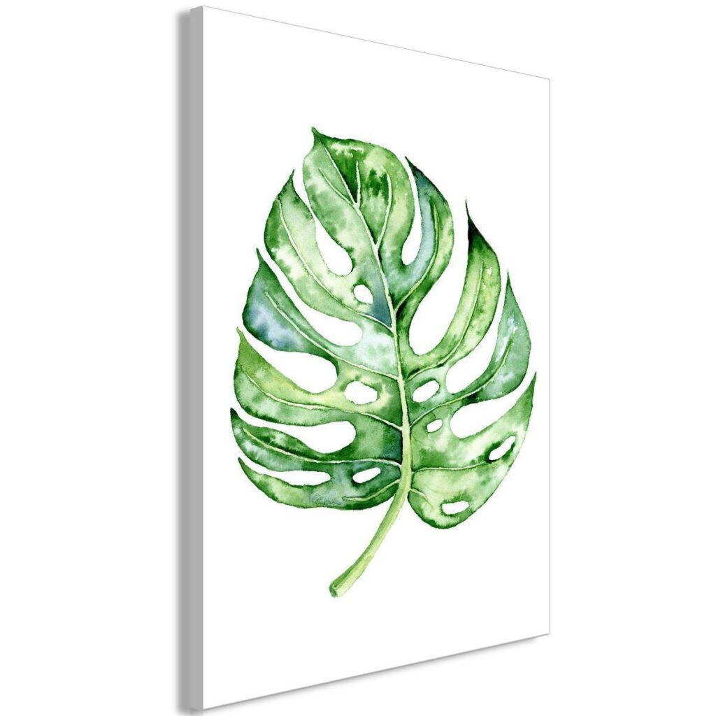 Schilderij - Watercolor Monstera (1 Part) Vertical - Afbeelding 2