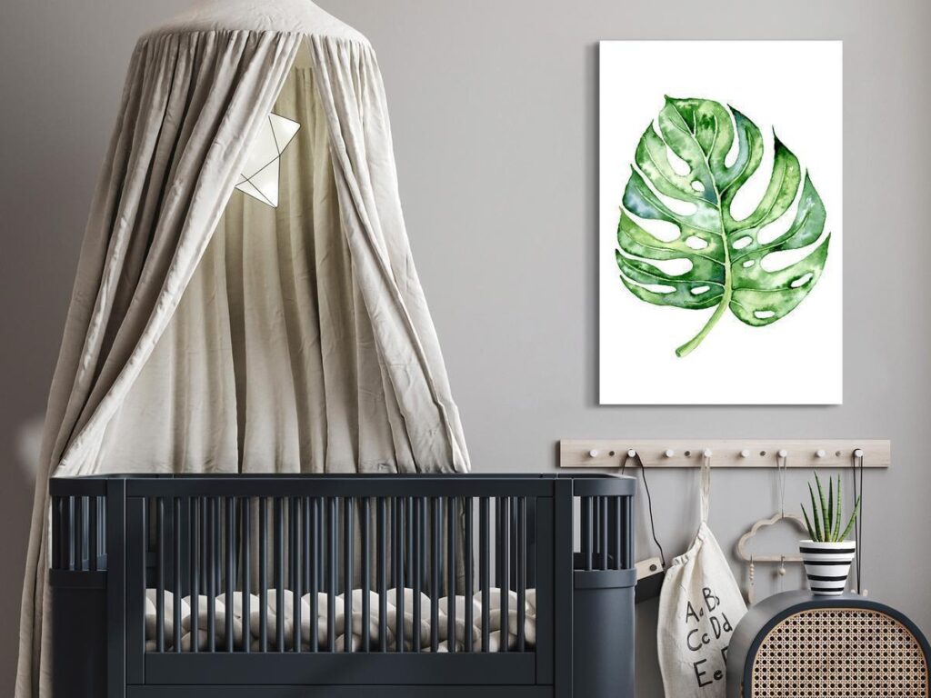 Schilderij - Watercolor Monstera (1 Part) Vertical