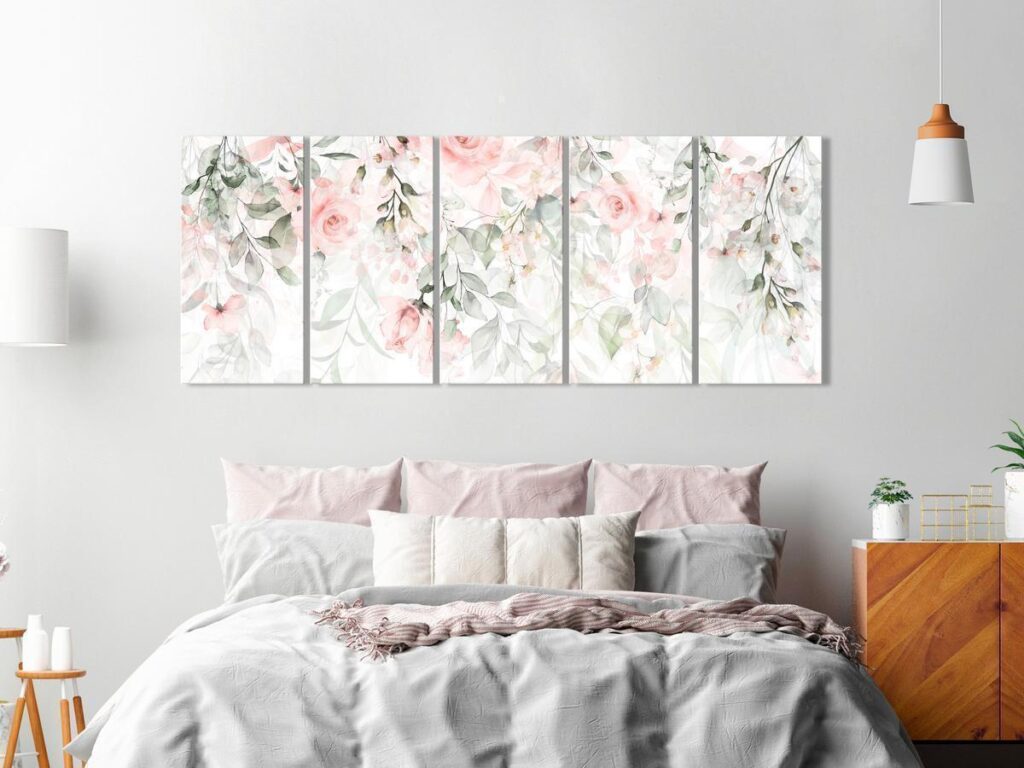 Schilderij - Waterfall of Roses (5 Parts) Narrow - First Variant - Afbeelding 2