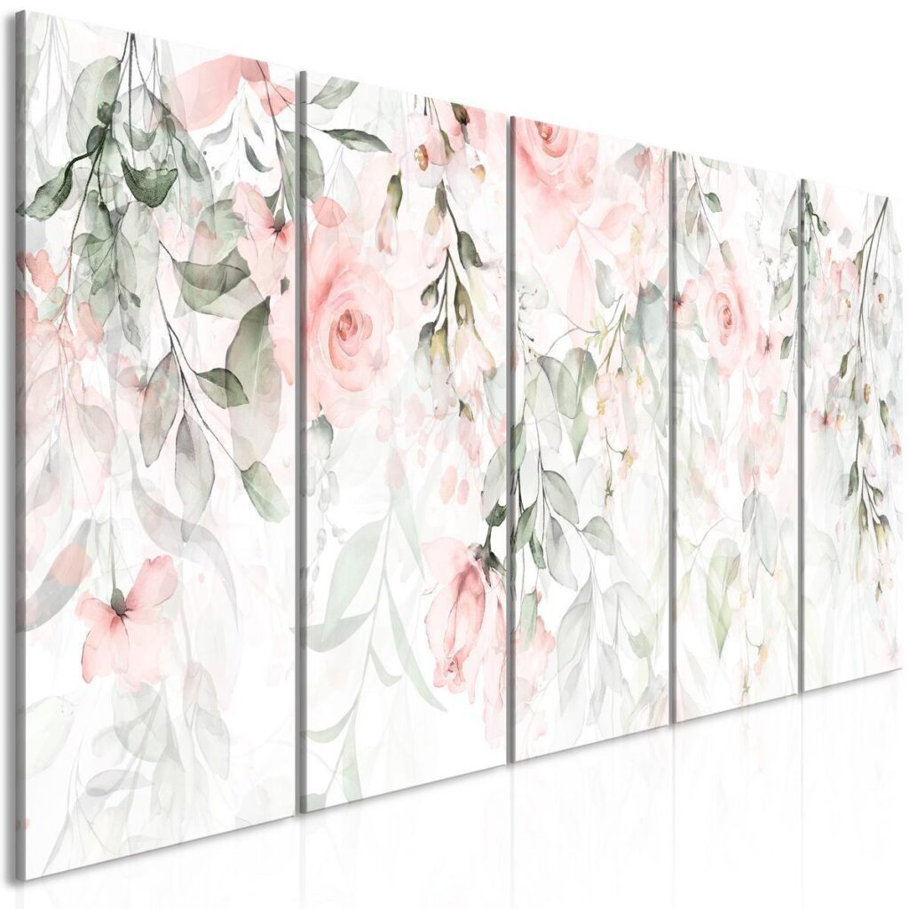 Schilderij - Waterfall of Roses (5 Parts) Narrow - First Variant