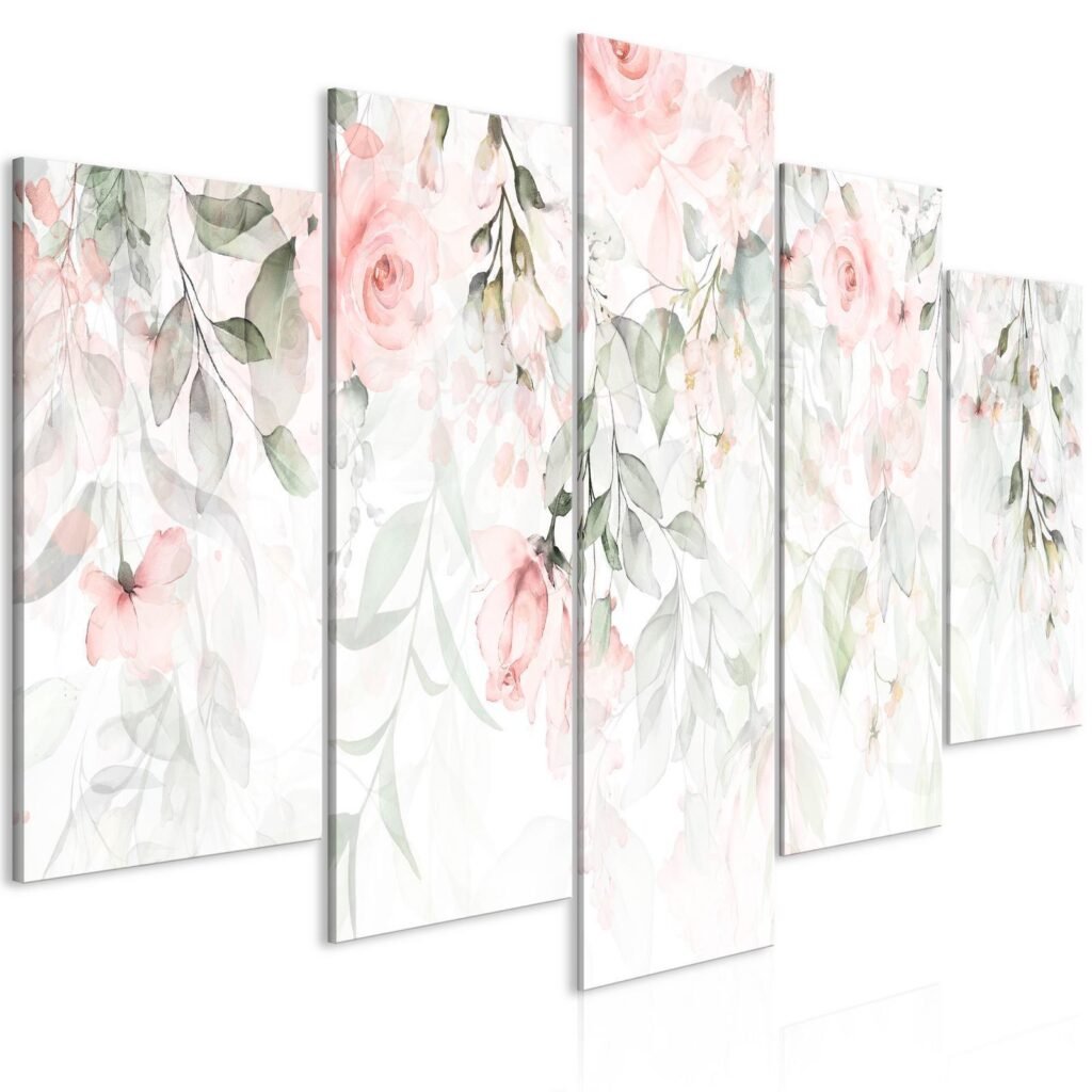 Schilderij - Waterfall of Roses (5 Parts) Wide - First Variant - Afbeelding 2