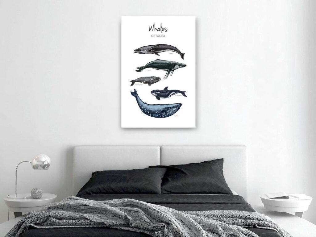 Schilderij - Whales (1 Part) Vertical