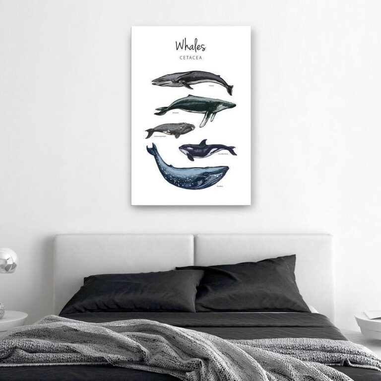Schilderij - Whales (1 Part) Vertical