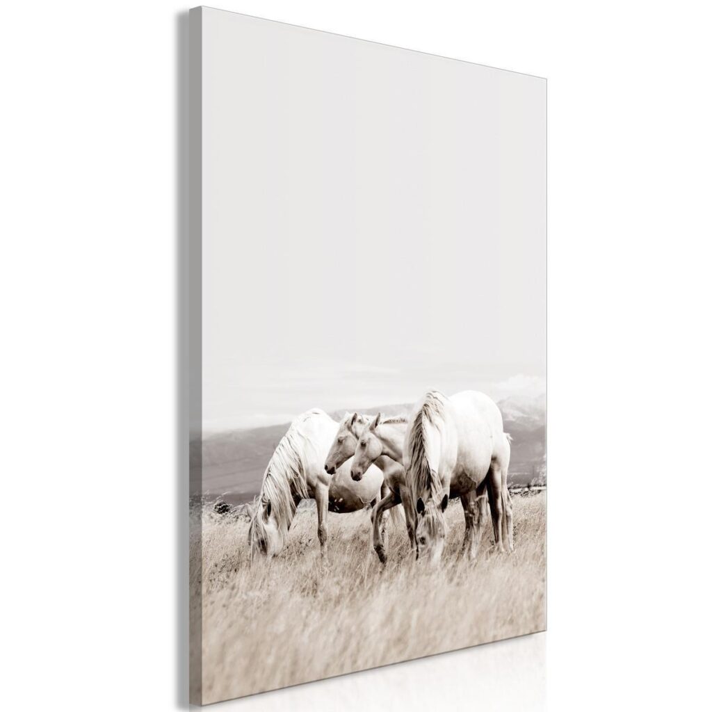 Schilderij - White Horses (1 Part) Vertical - Afbeelding 2