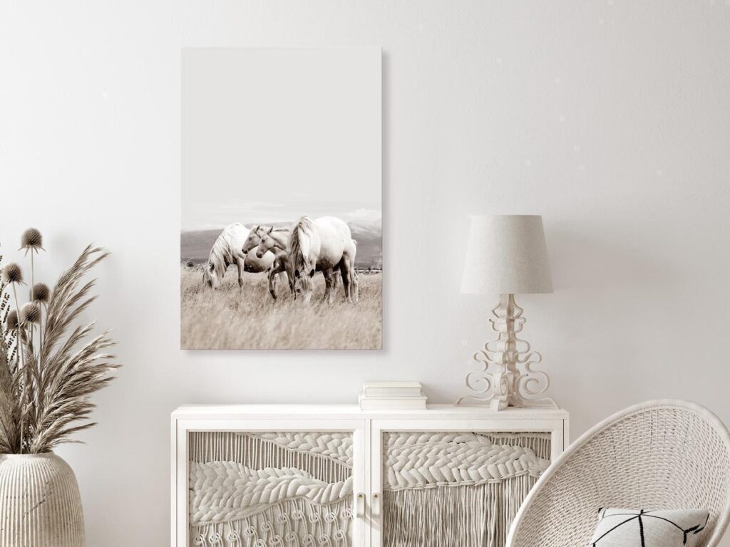 Schilderij - White Horses (1 Part) Vertical