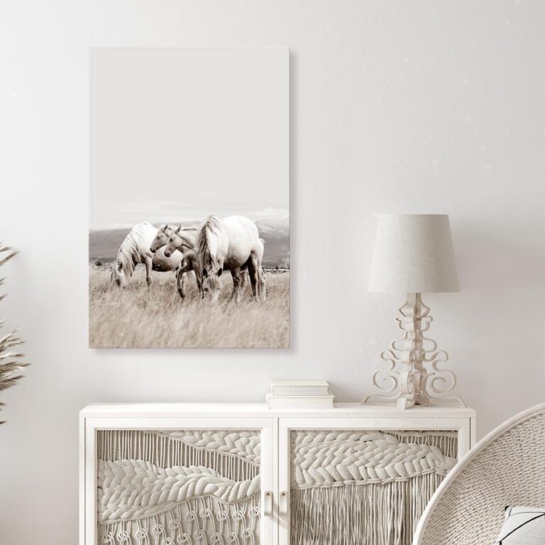 Schilderij - White Horses (1 Part) Vertical