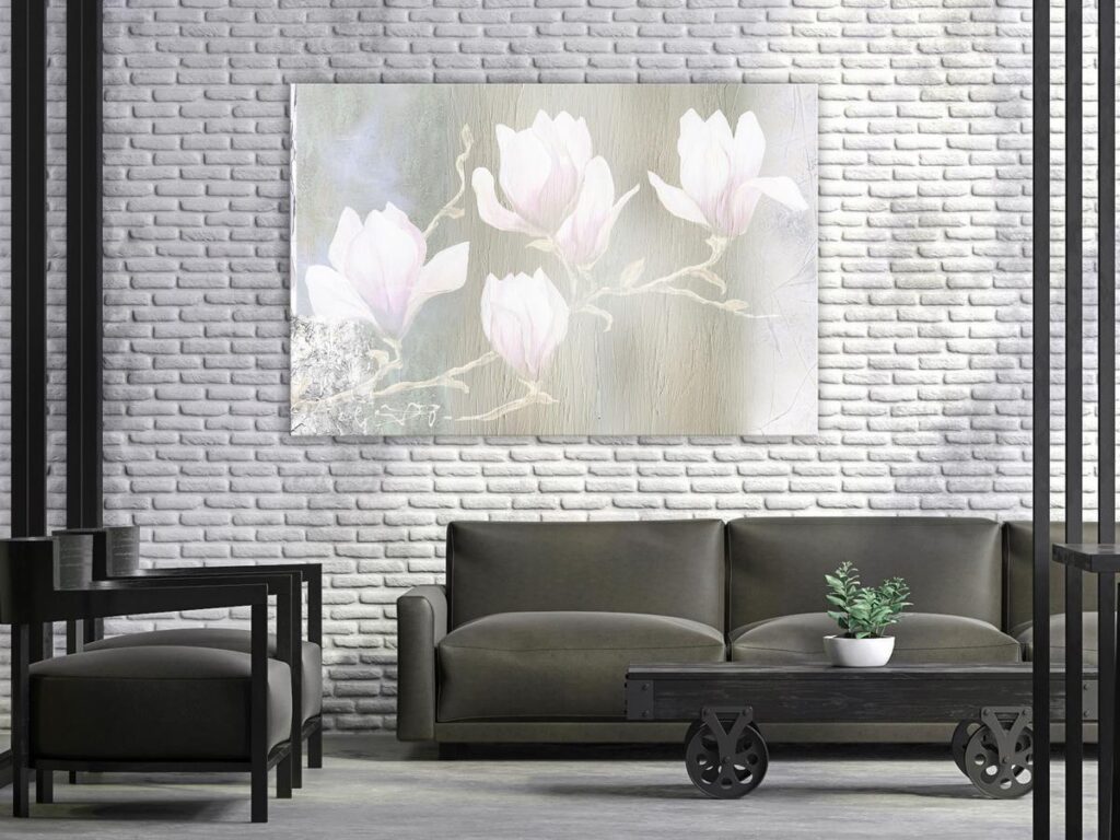 Schilderij - White Magnolias (1 Part) Wide