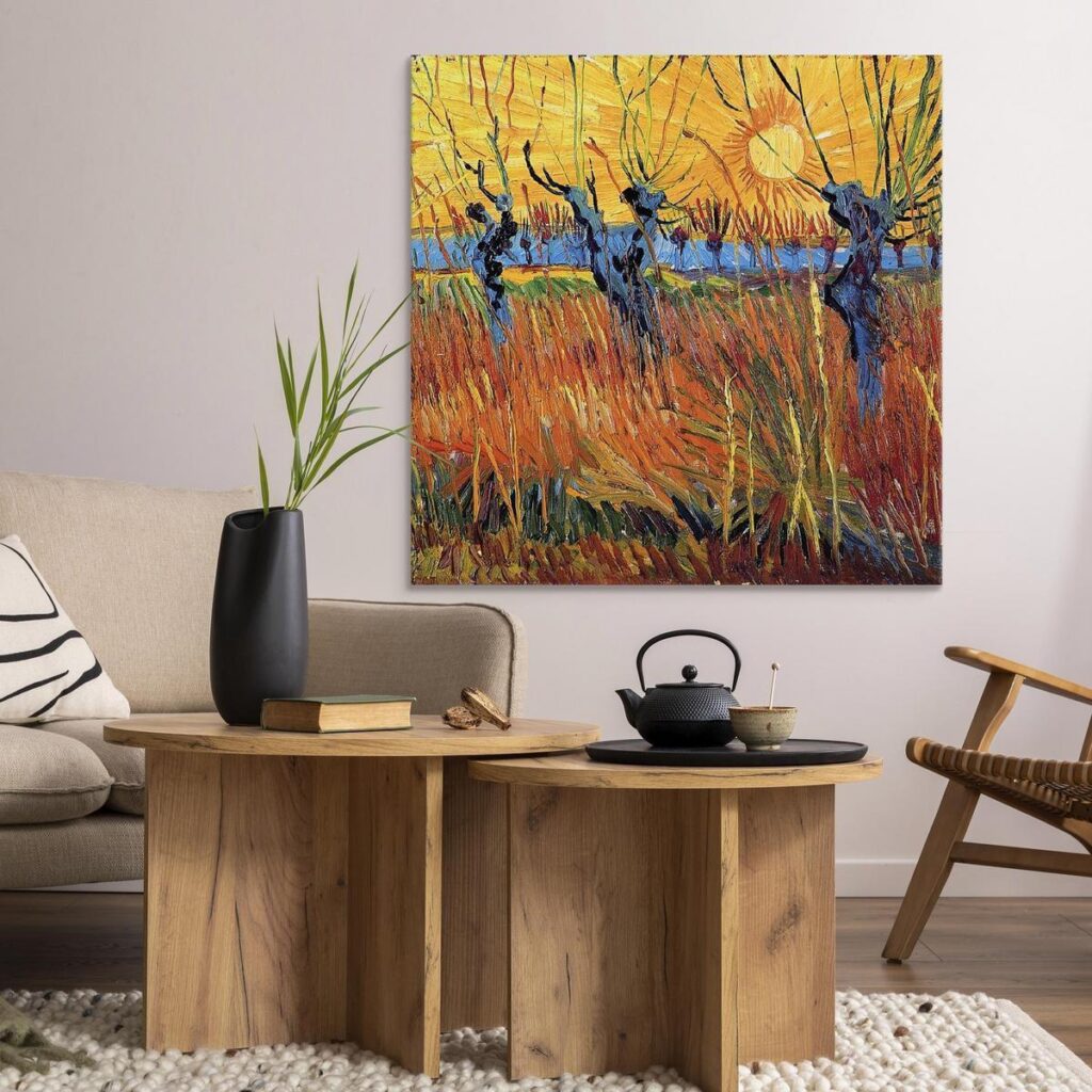 Schilderij - Willows at Sunset - Afbeelding 3