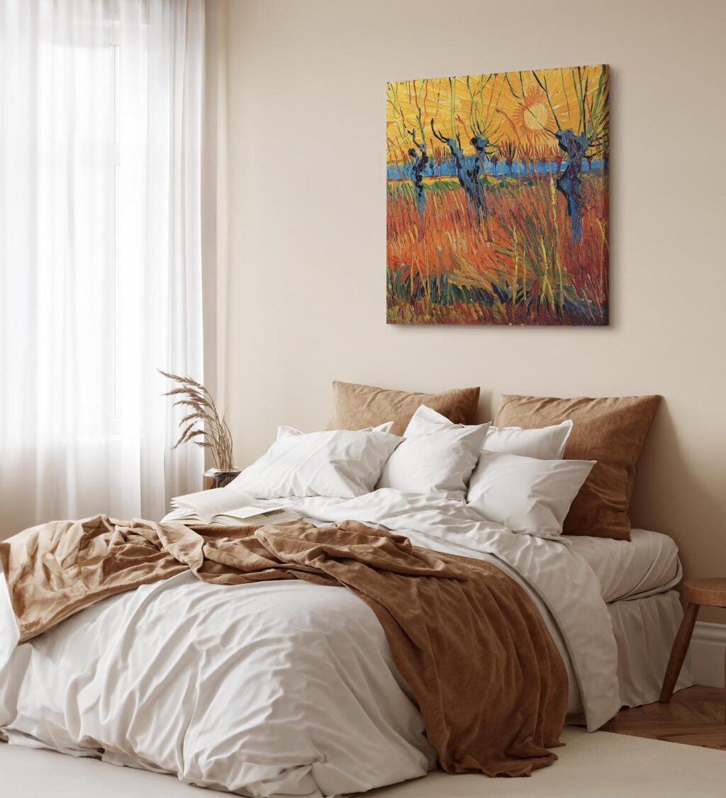 Schilderij - Willows at Sunset