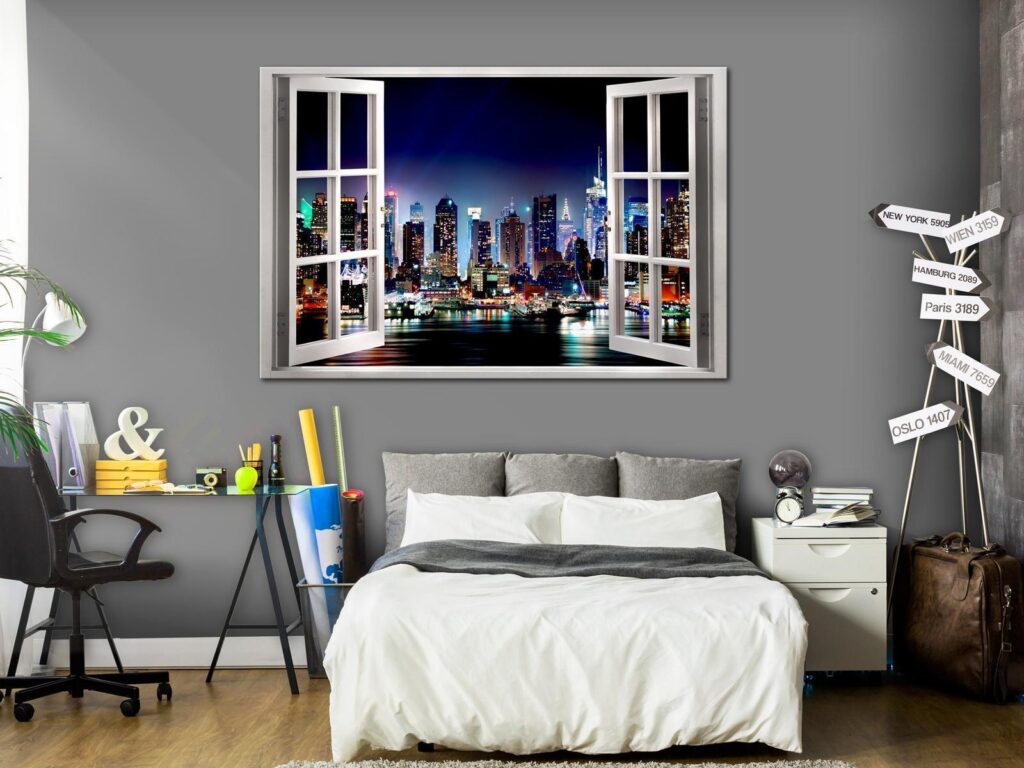 Schilderij - Window: View of New York - Afbeelding 2