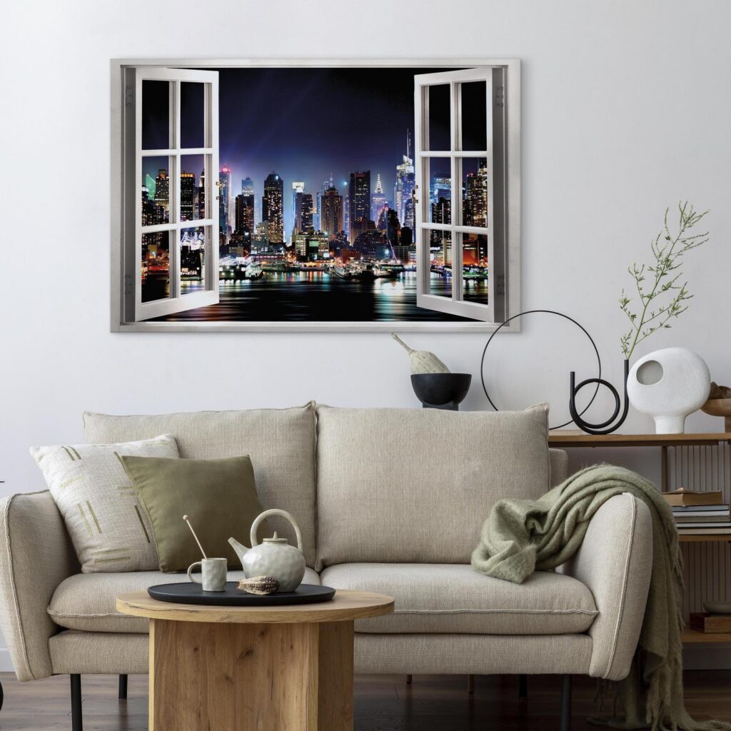 Schilderij - Window: View of New York - Afbeelding 4