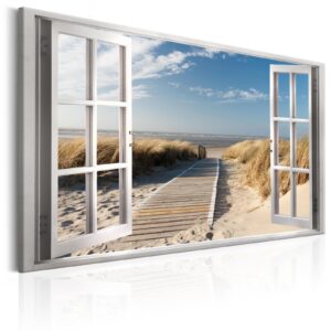 Schilderij - Window: View of the Beach